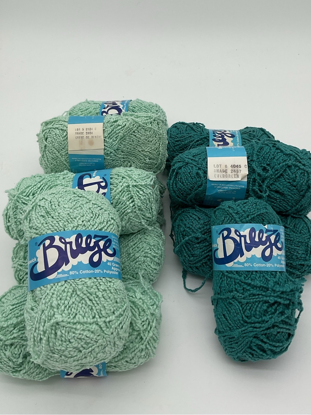 Breeze Cotton Blend Yarn Bundle of 13 Skeins in Mint and Teal